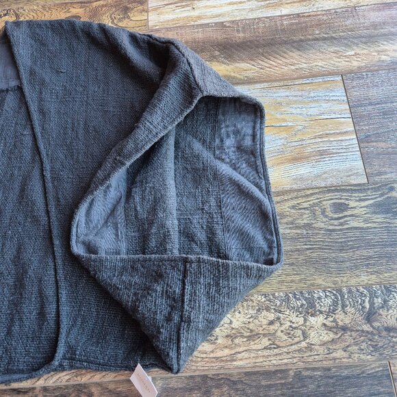 NWT Nomad The Label Bloom Kimono Sleeve Shrug Open Front Black Raw Cotton - Picture 10 of 16